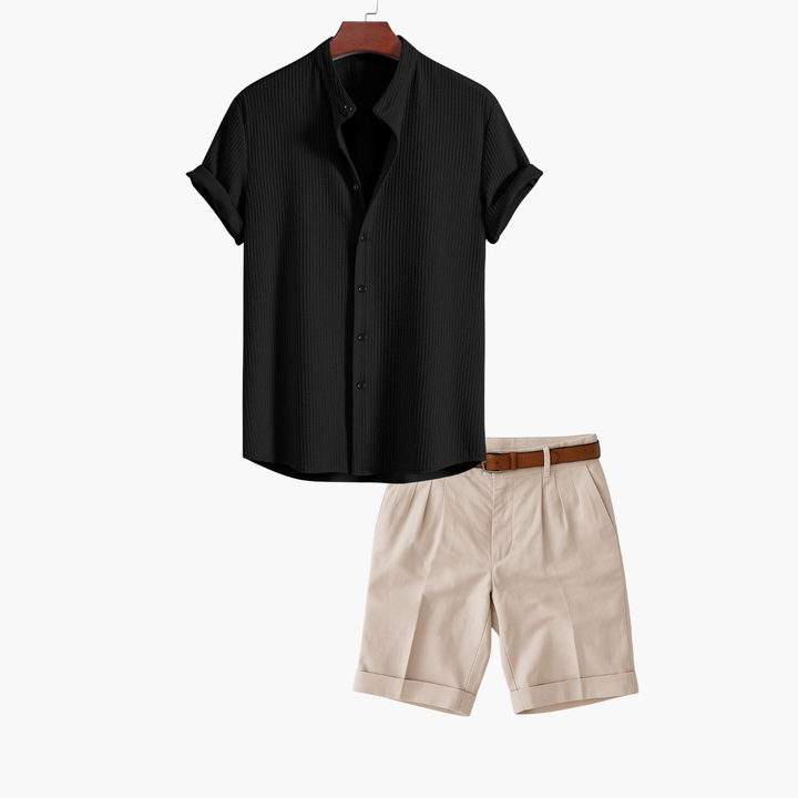 Men's Textured Shirt and Shorts Set