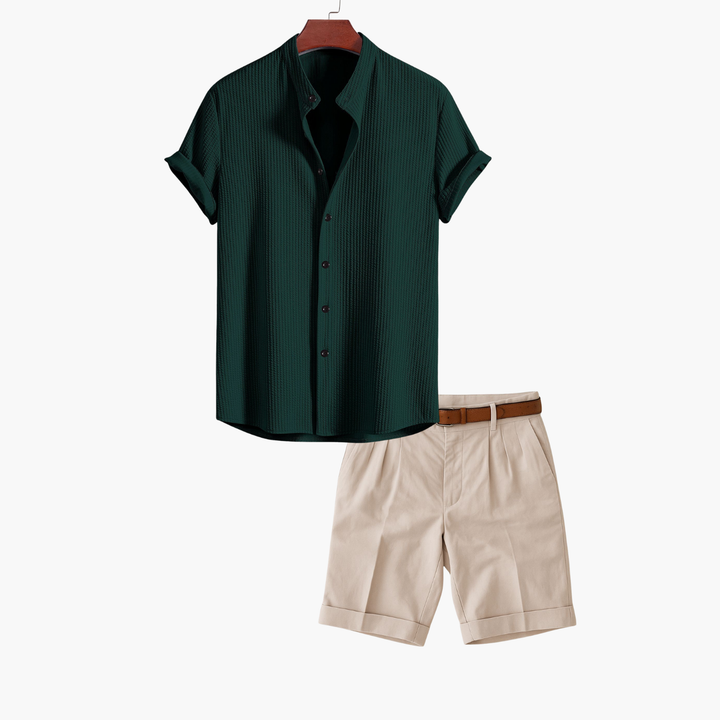 Men's Textured Shirt and Shorts Set