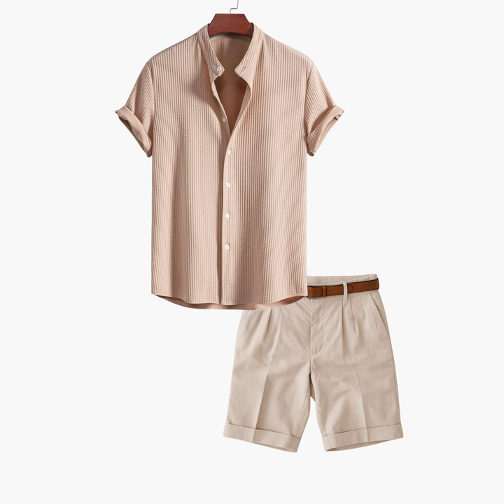 Men's Textured Shirt and Shorts Set