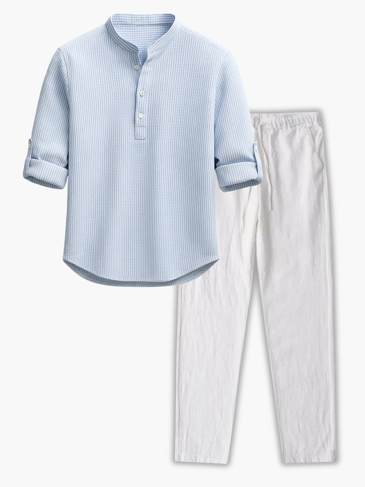 Men's Mao Collar Set with Pants - Elena Harper