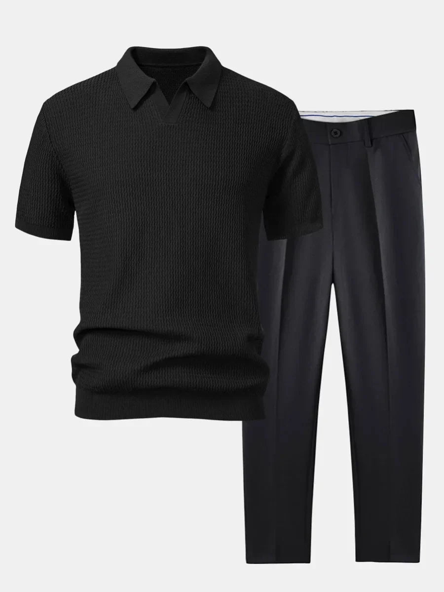 Men's Polo and Fitted Pants Set - Elena Harper