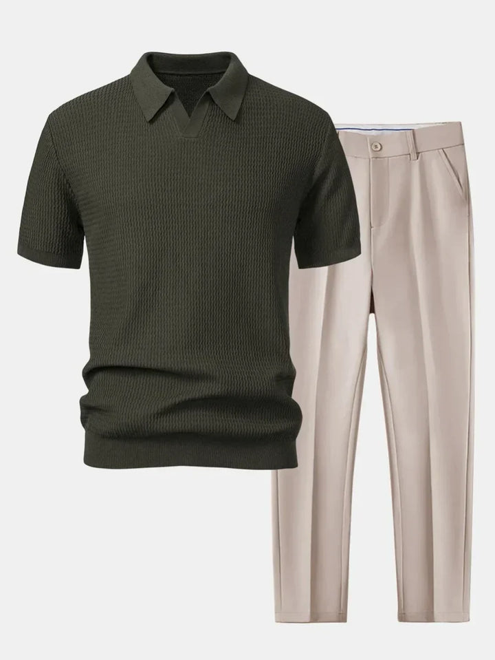 Men's Polo and Fitted Pants Set - Elena Harper