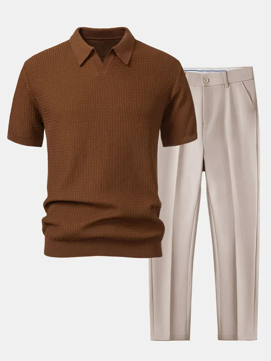 Men's Polo and Fitted Pants Set - Elena Harper