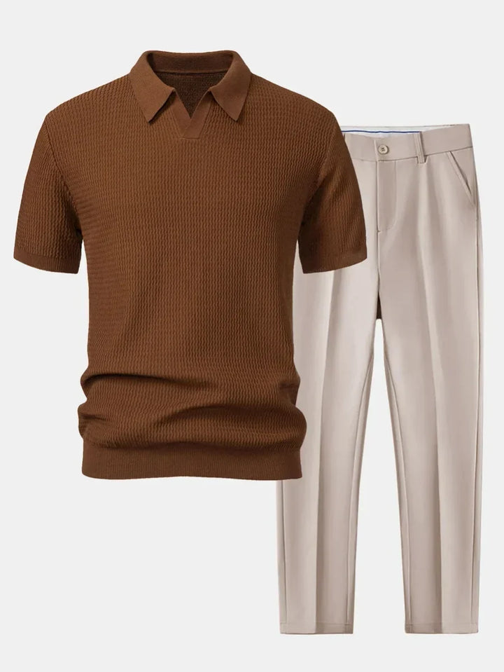 Men's Polo and Fitted Pants Set - Elena Harper