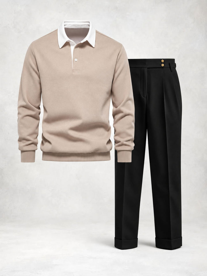 Men's Long Sleeve Polo and Trousers Set