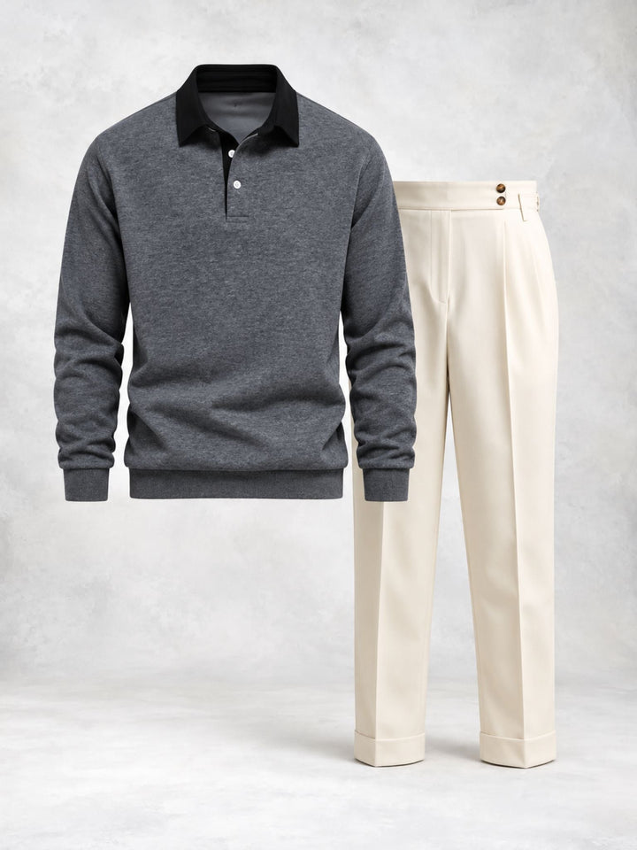 Men's Long Sleeve Polo and Trousers Set