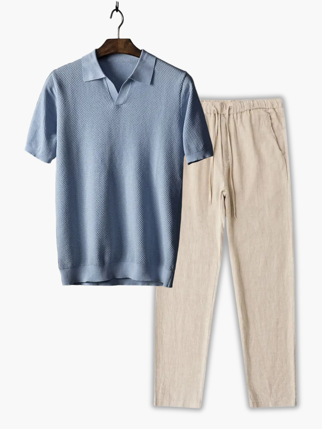 Men's Textured Polo Set