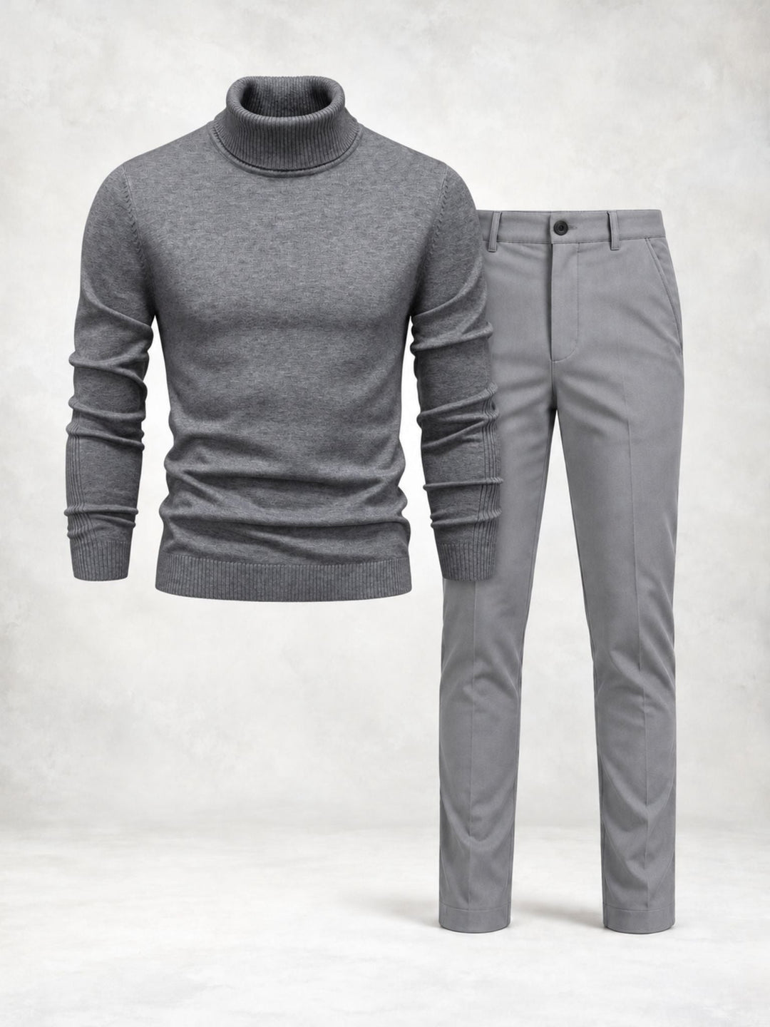 Men's Knit Turtleneck Sweater and Slim Pants