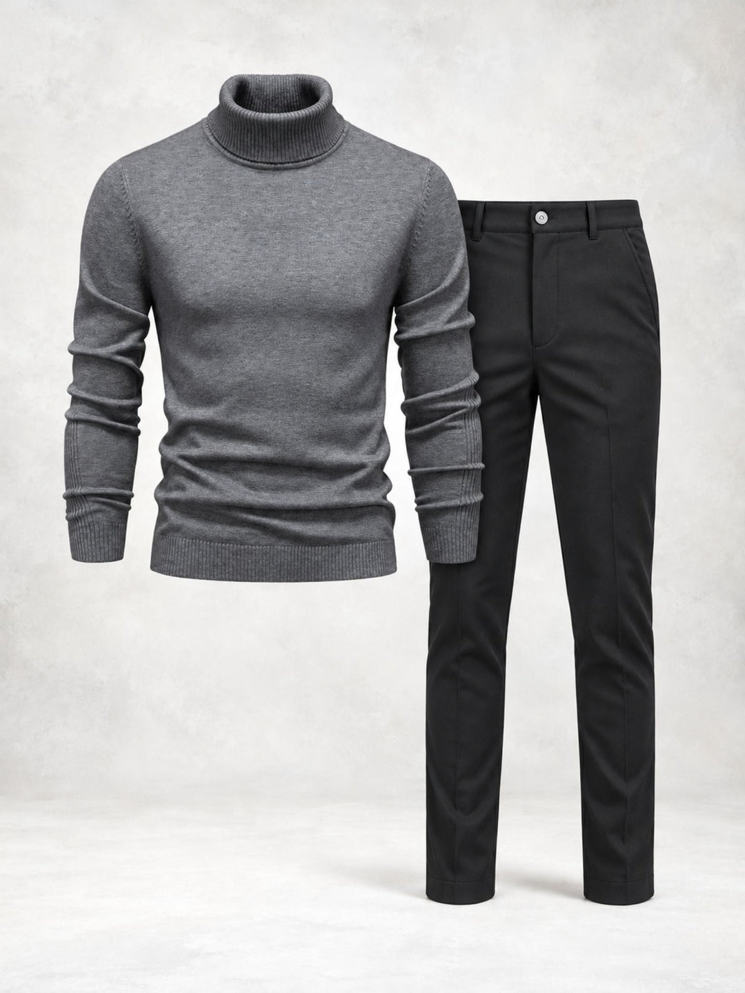 Men's Knit Turtleneck Sweater and Slim Pants