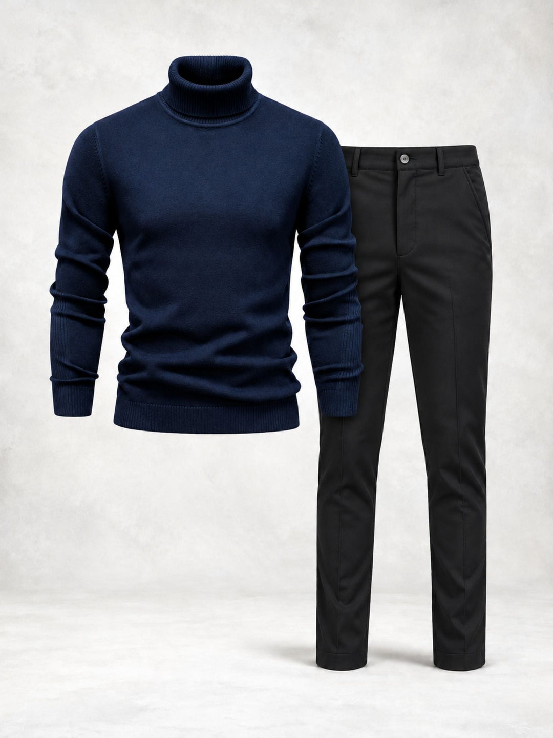 Men's Knit Turtleneck Sweater and Slim Pants