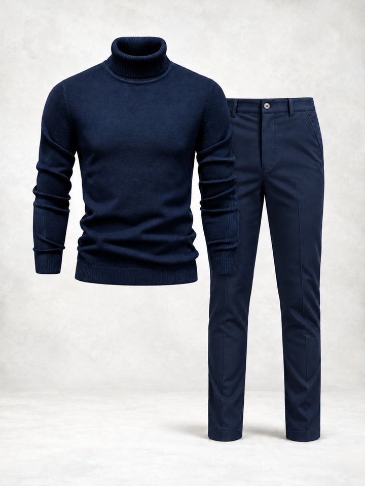 Men's Knit Turtleneck Sweater and Slim Pants