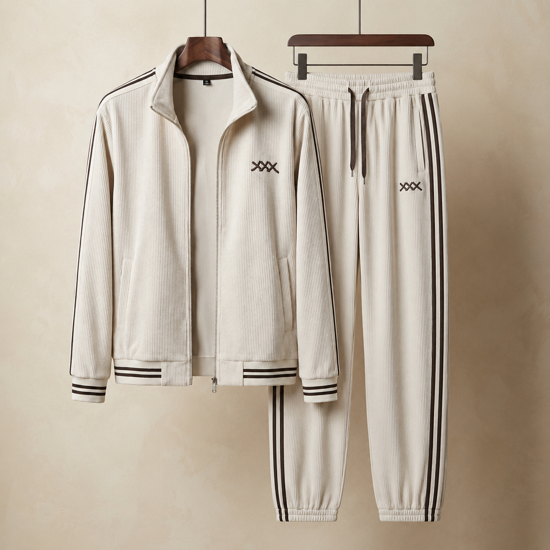 Men's Corduroy Tracksuit with Stripes