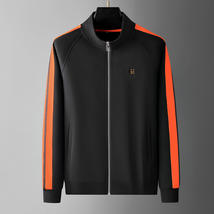 Men's Zip-Up Set with Contrasting Stripes - Elena Harper