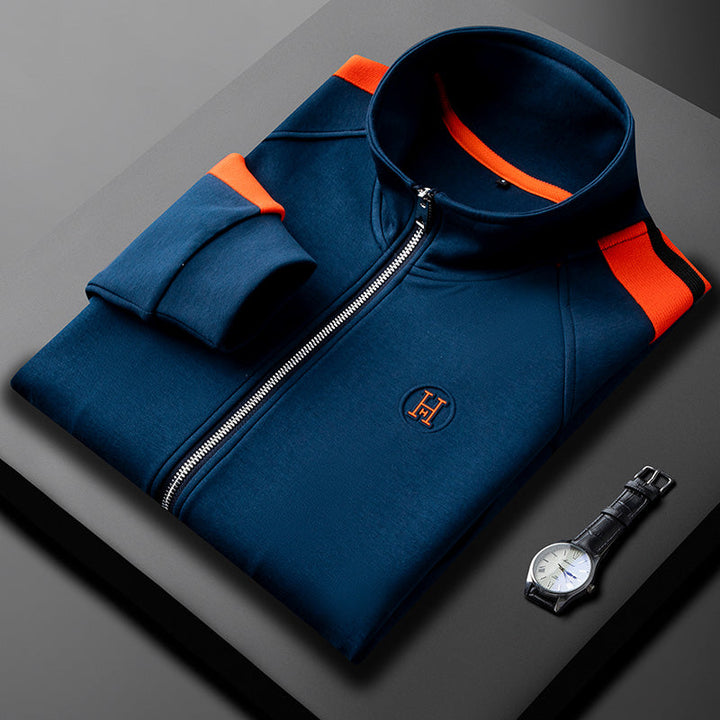Men's Zip-Up Set with Contrasting Stripes - Elena Harper