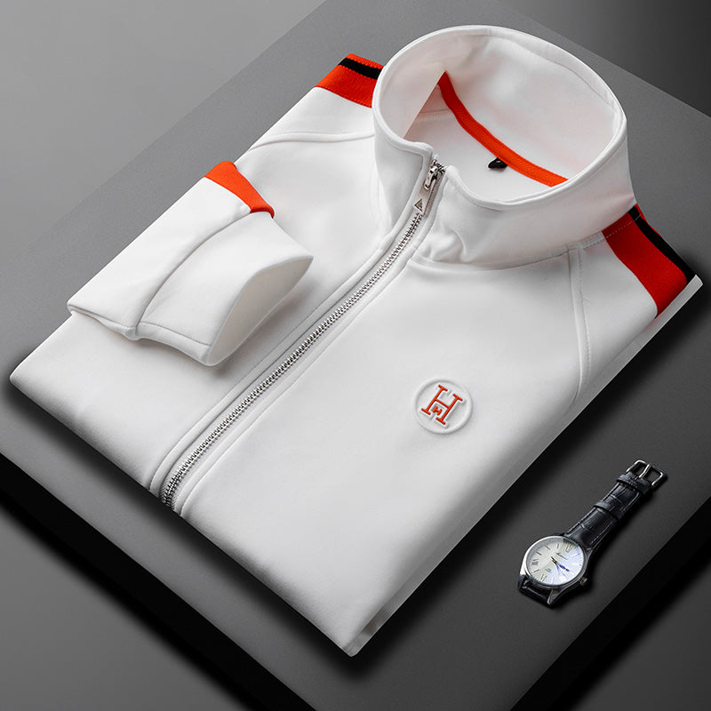 Men's Zip-Up Set with Contrasting Stripes - Elena Harper