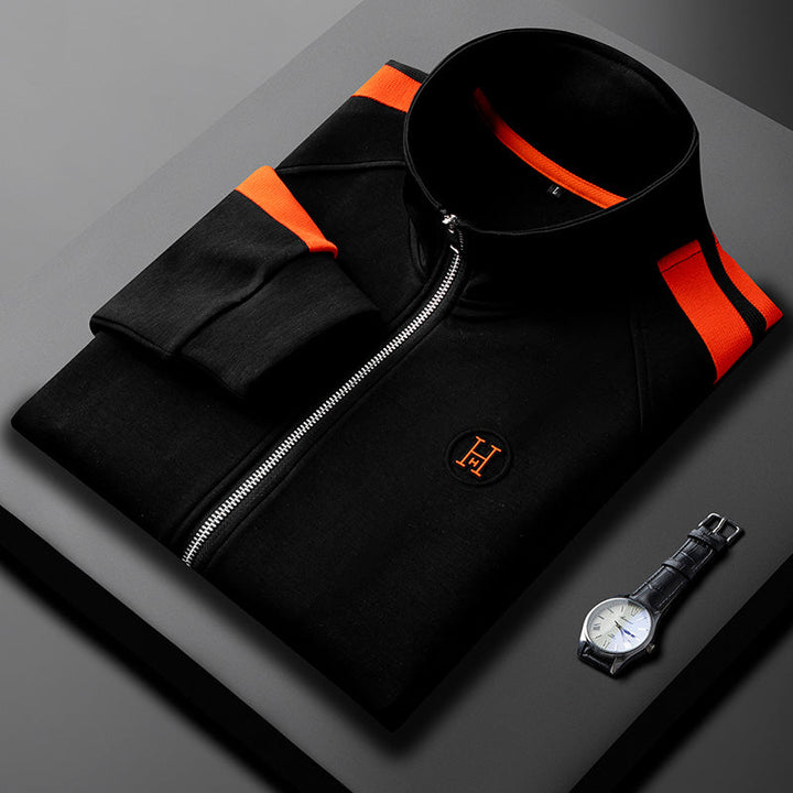 Men's Zip-Up Set with Contrasting Stripes - Elena Harper
