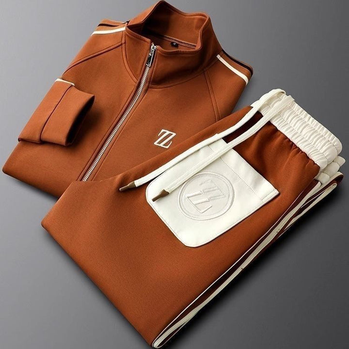 Men's Zip-Up Set with Side Stripes