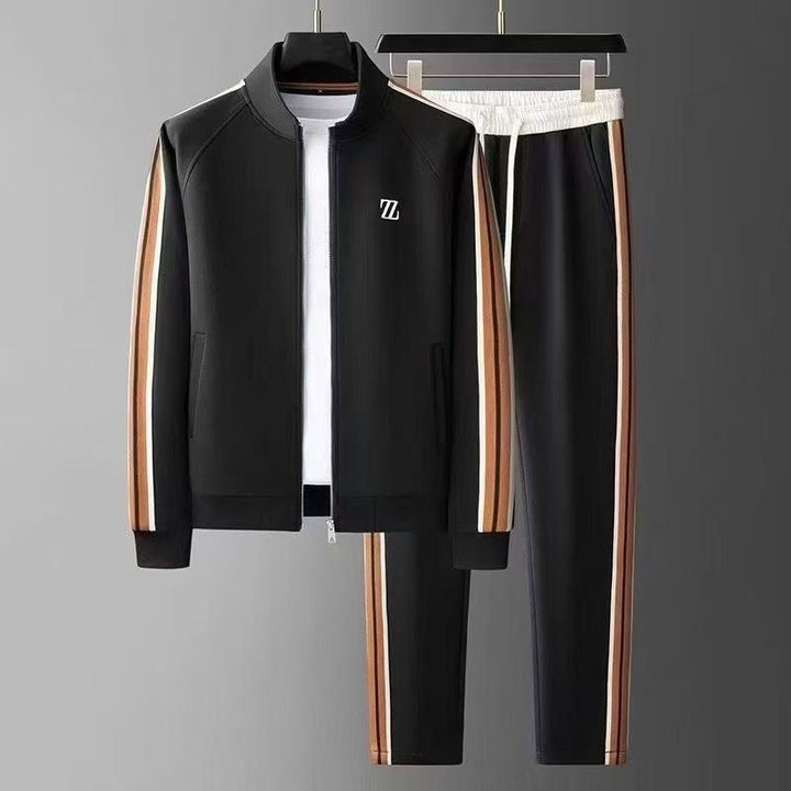 Men's Zip-Up Set with Side Stripes