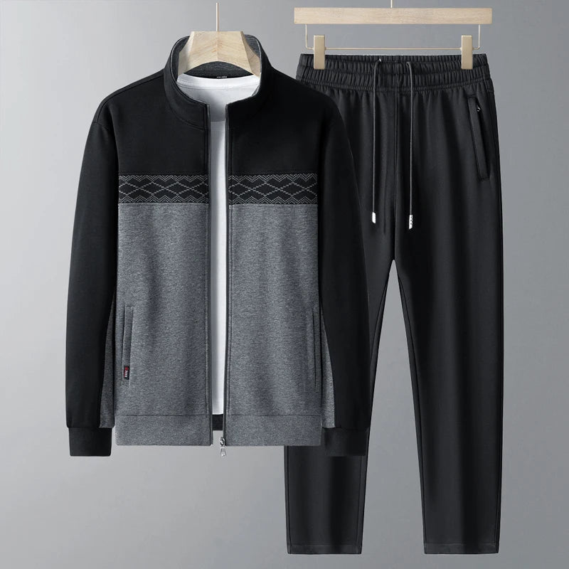 Men's Zip-Up Set with High Collar - Elena Harper