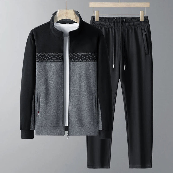 Men's Zip-Up Set with High Collar - Elena Harper