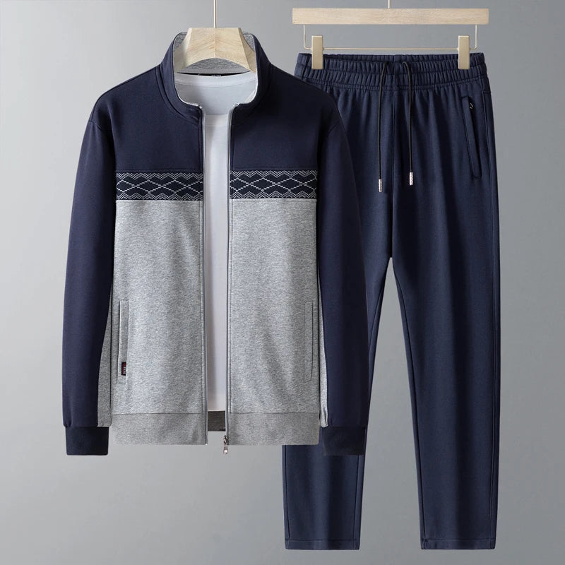 Men's Zip-Up Set with High Collar - Elena Harper