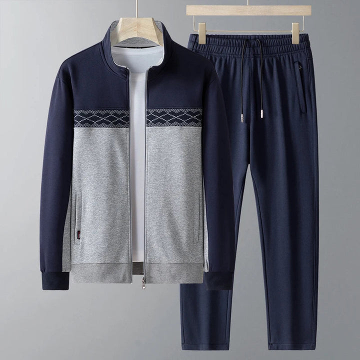 Men's Zip-Up Set with High Collar - Elena Harper