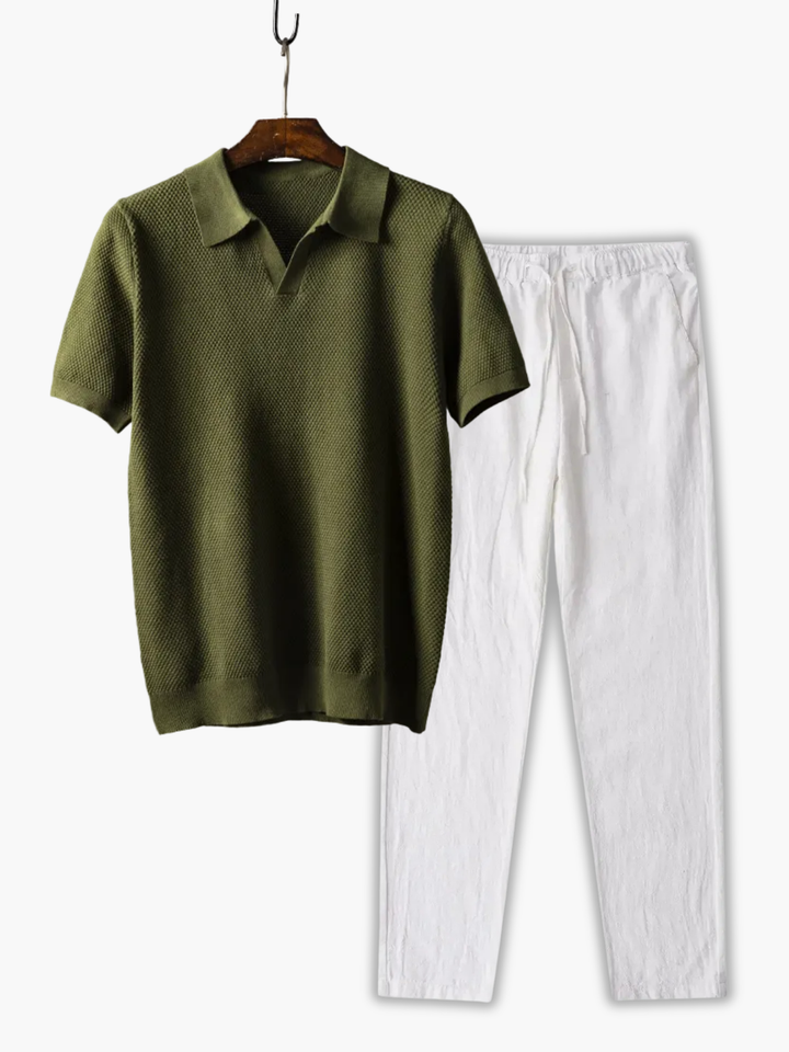 Classic Collar Polo Set and Pants