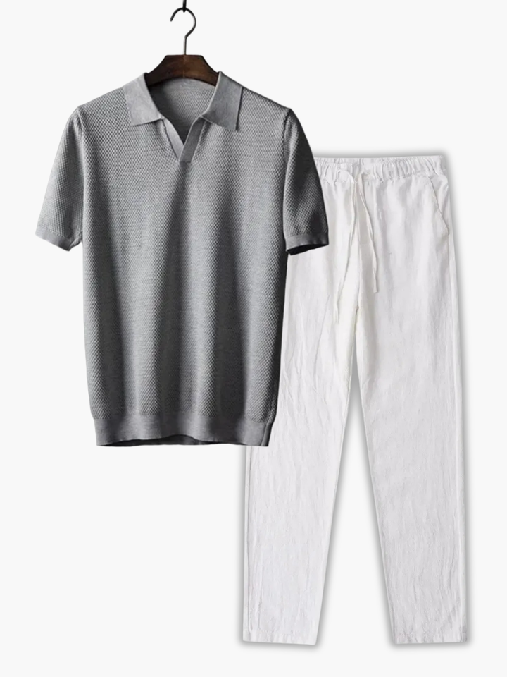 Classic Collar Polo Set and Pants