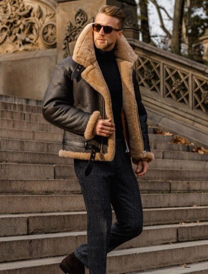 Adrian Shearling Aviator Jacket - Elena Harper