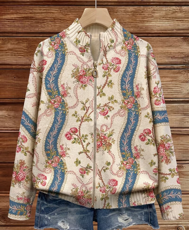 Eulalia Climbing Rose Ribbon Cardigan - Elena Harper