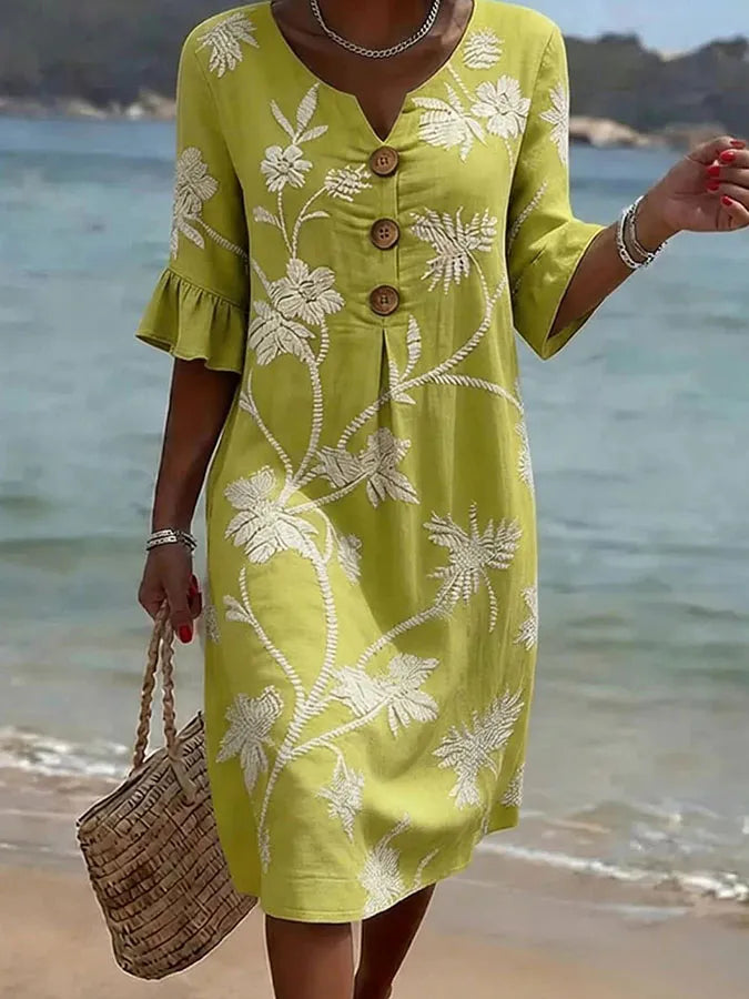 Women's Casual Dress with Floral Print. - Elena Harper