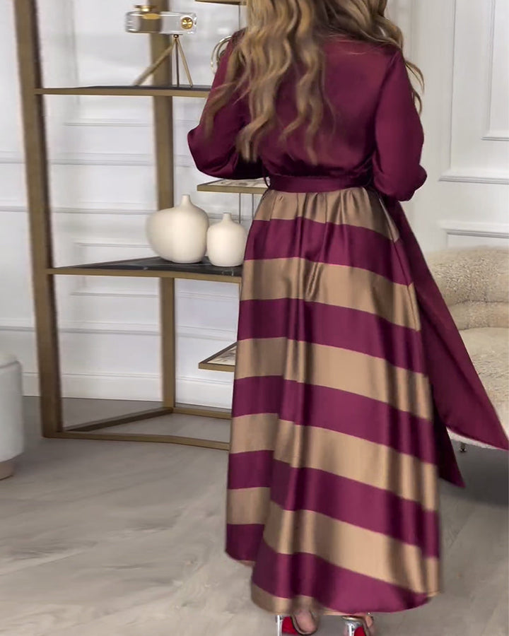Ariana Striped Elegance Dress - Elena Harper