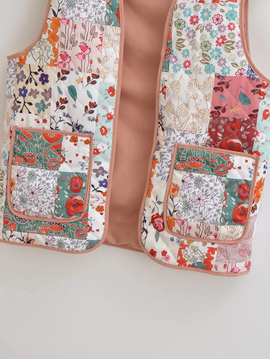 Patchwork Flower Print Waistcoat, view 8 - Elena Harper
