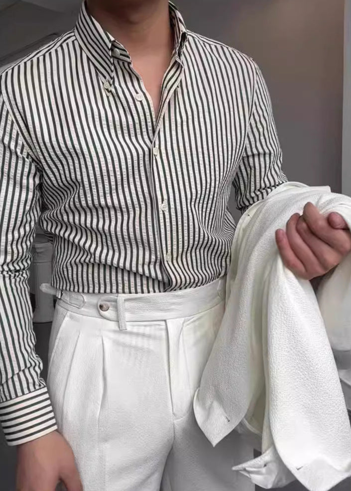 Men's Stylish Striped Button-Down Shirt for Elevated Wardrobe