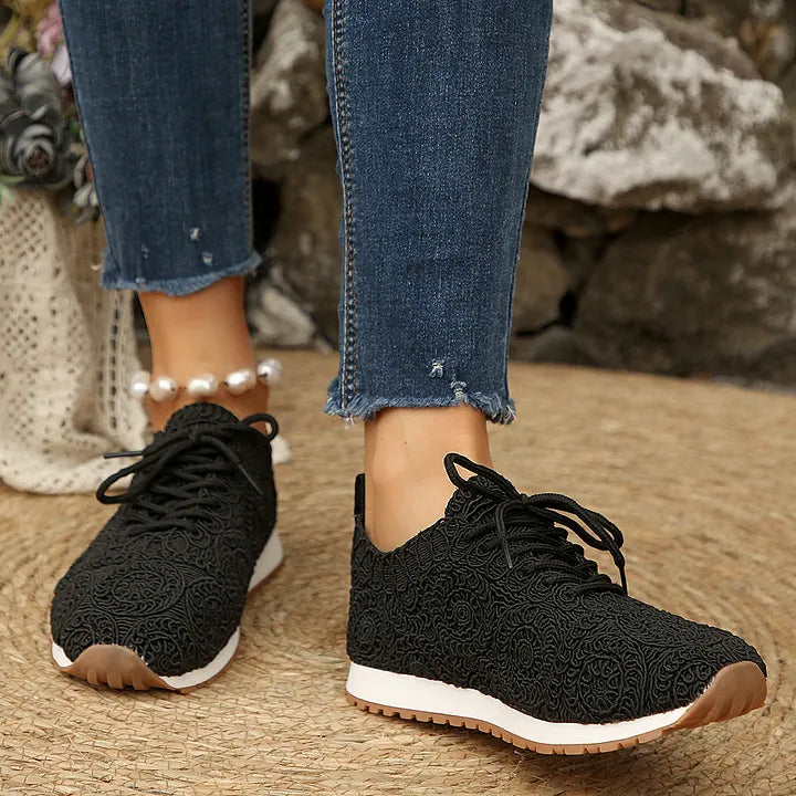 Susannah Breathable Knit Sneaker with Lacing, view 8 - Elena Harper