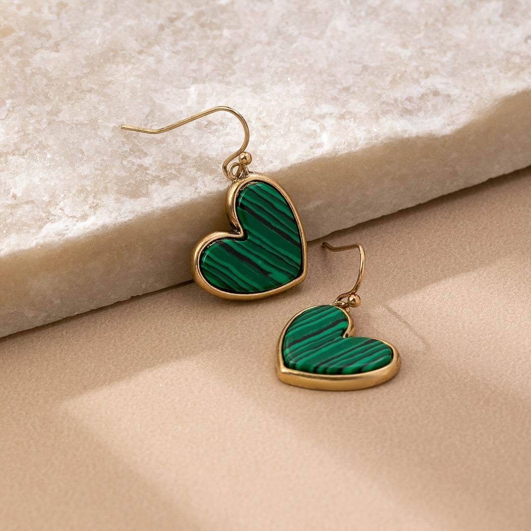 Bohemian Minimalist Natural Turquoise Heart Earrings - Elena Harper
