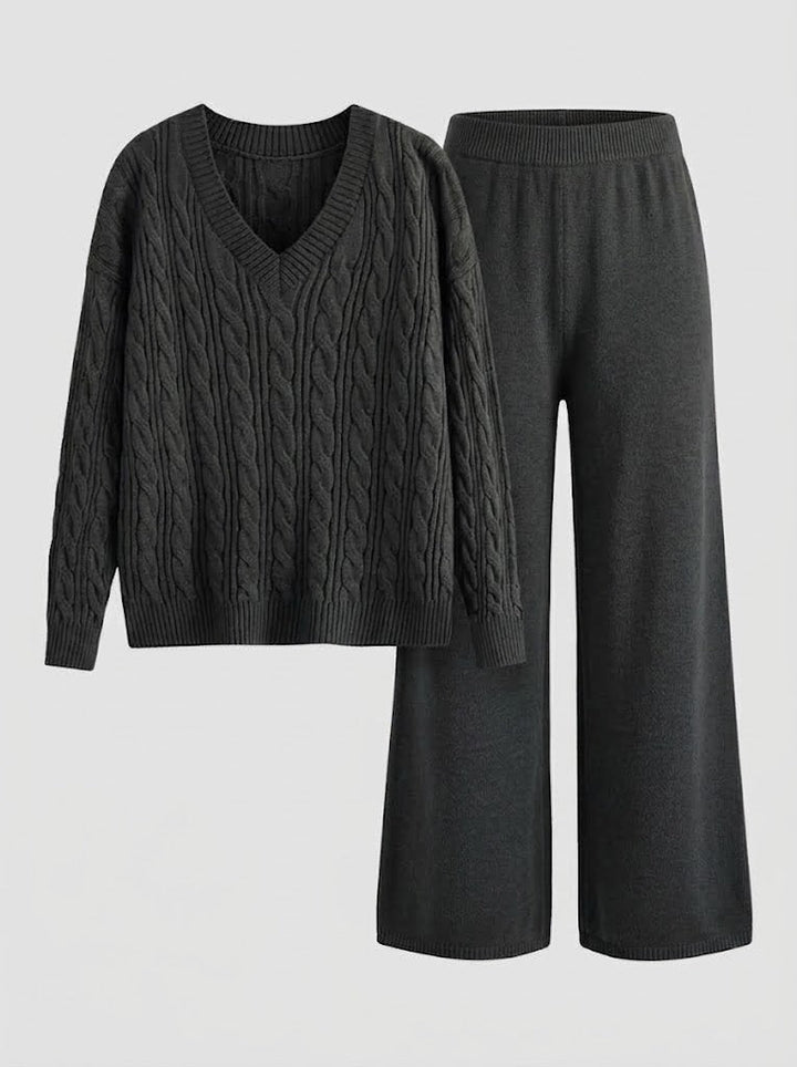 Women's Two-Piece Set, V-Neck and Long Sleeve