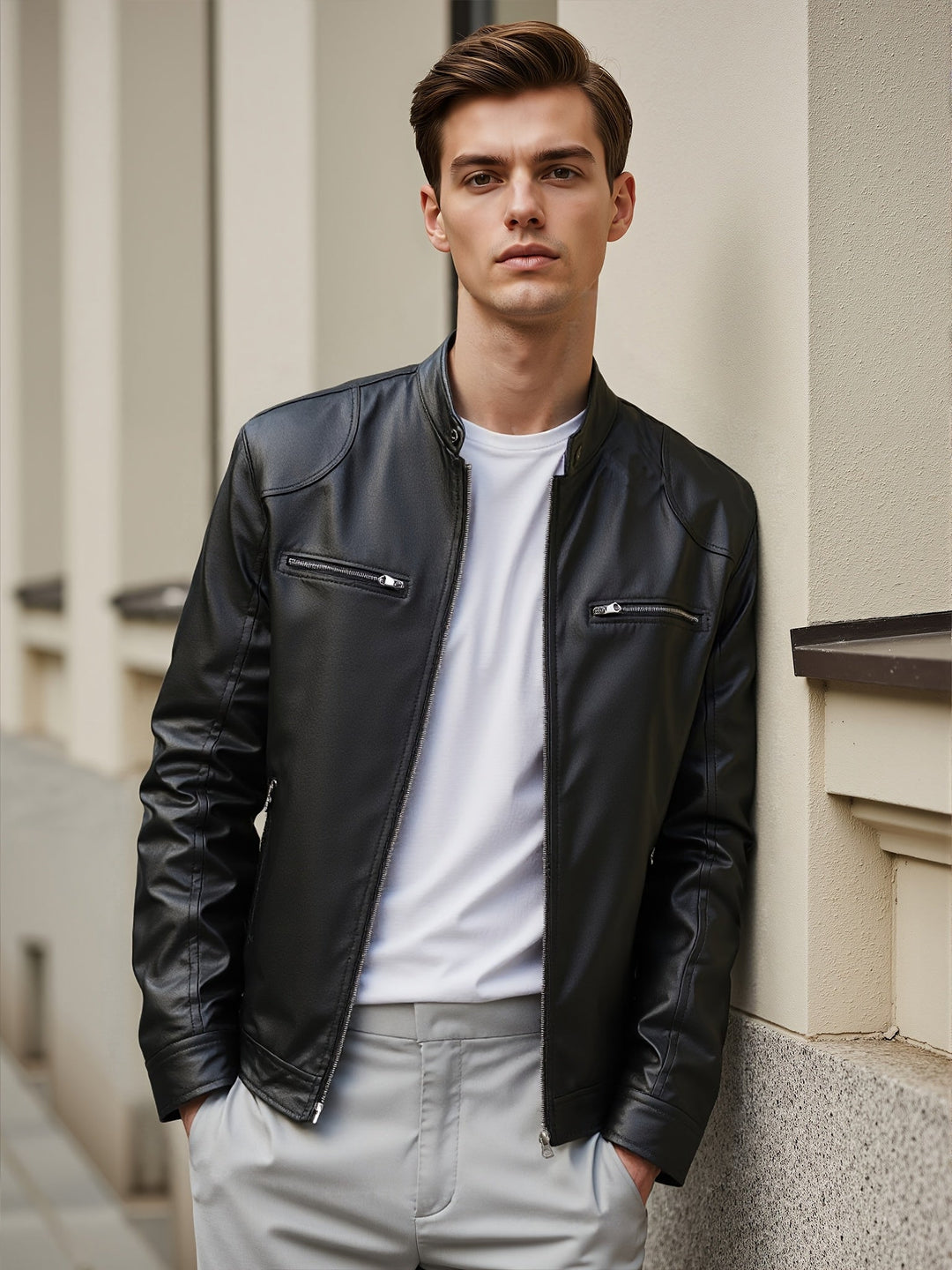 LAURENT MONACO | HIGH COLLAR ZIPPER JACKET FOR MEN