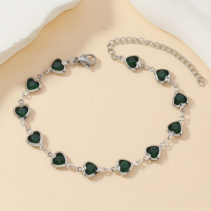Elegant Stainless Steel Multicolor Heart Link Clutch Bracelet - Elena Harper
