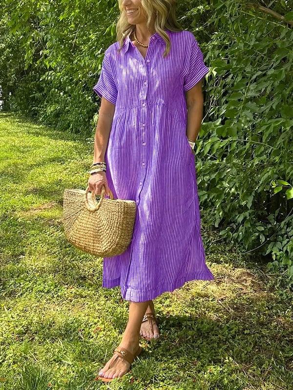 Claire Effortless Striped Shirt Dress - Elena Harper