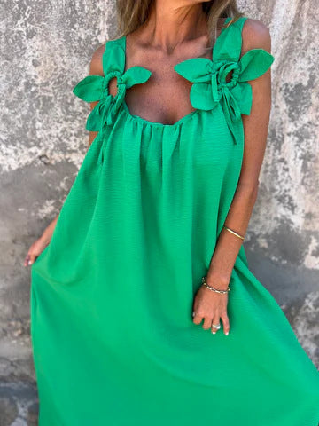 Floral Dress with U-Neck Timeless Elegance - Elena Harper