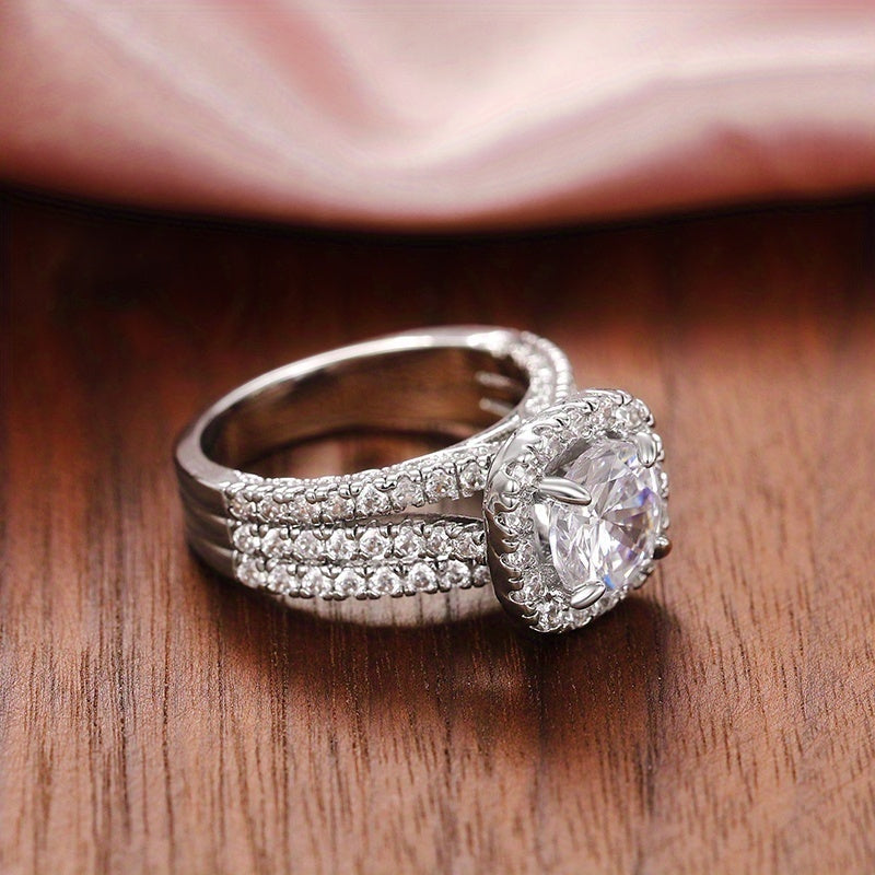 Elegant Zirconia Single Stone Side Micro Pave Rings - Elena Harper