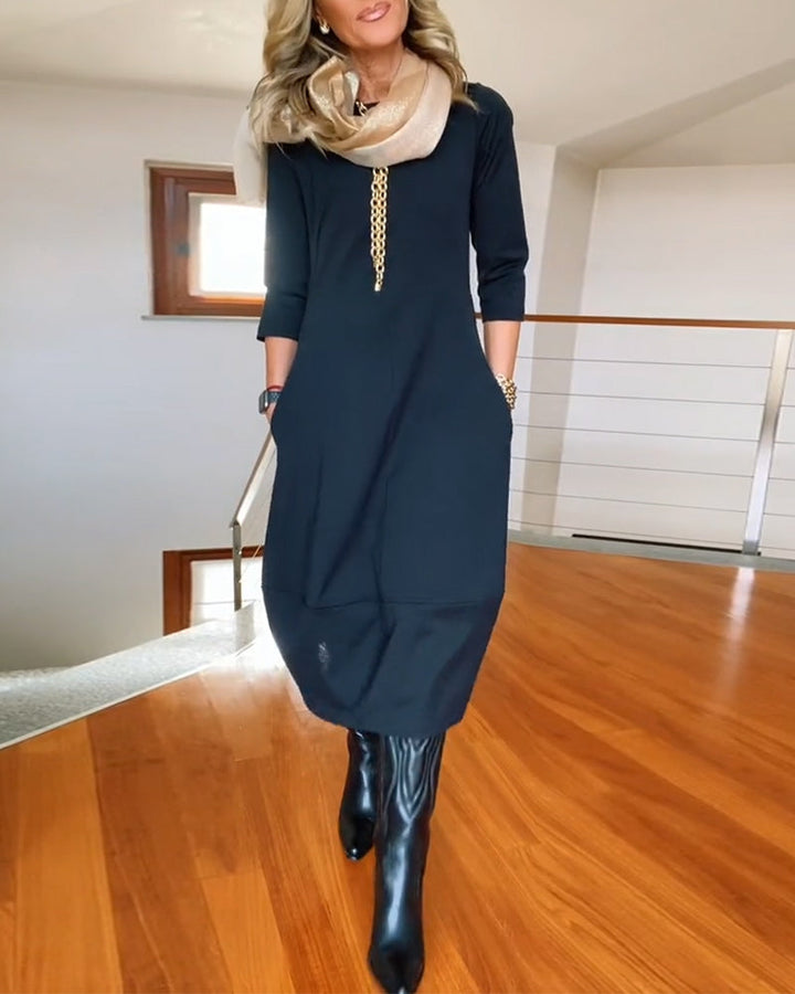 Sophia Elegant Dress With Handmade Details - Elena Harper