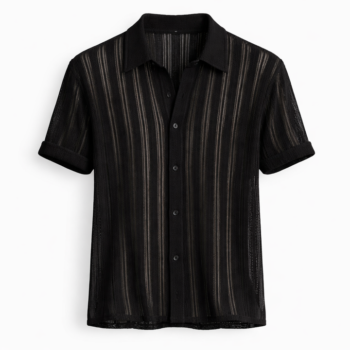 Men's Textured Vertical Stripe Summer Polo Shirt