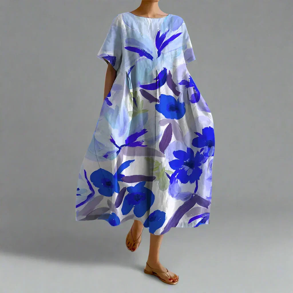 Xyrhilda Summer Dress with Floral Pattern and Flowing Cut - Elena Harper