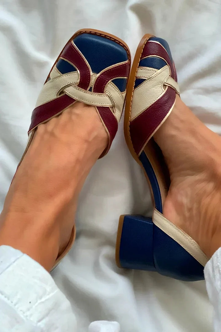 Amara Tri-Color Slip-On Flats - Elena Harper