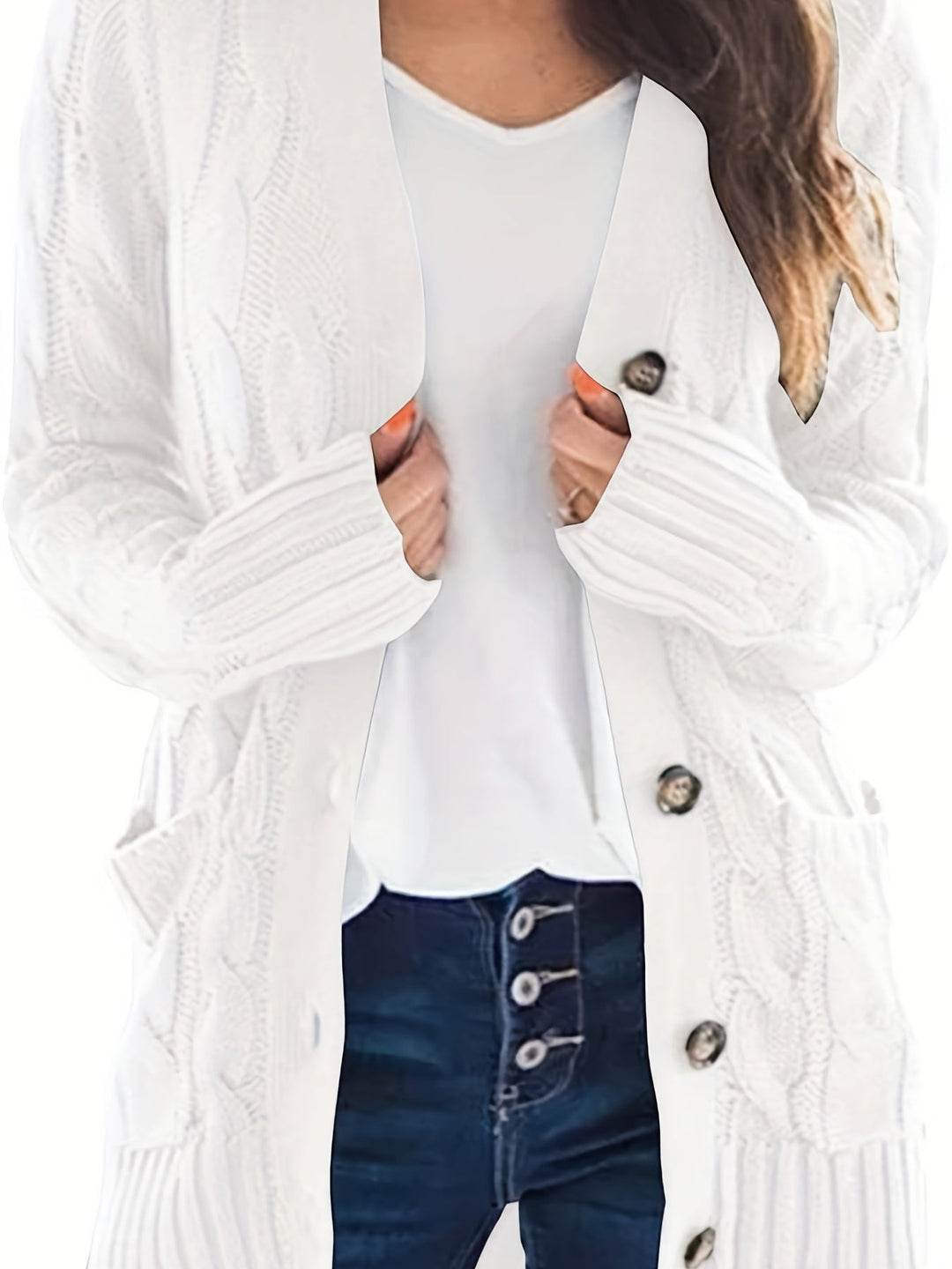Caroline - Elegant Twisted Cardigan with Patch Pockets