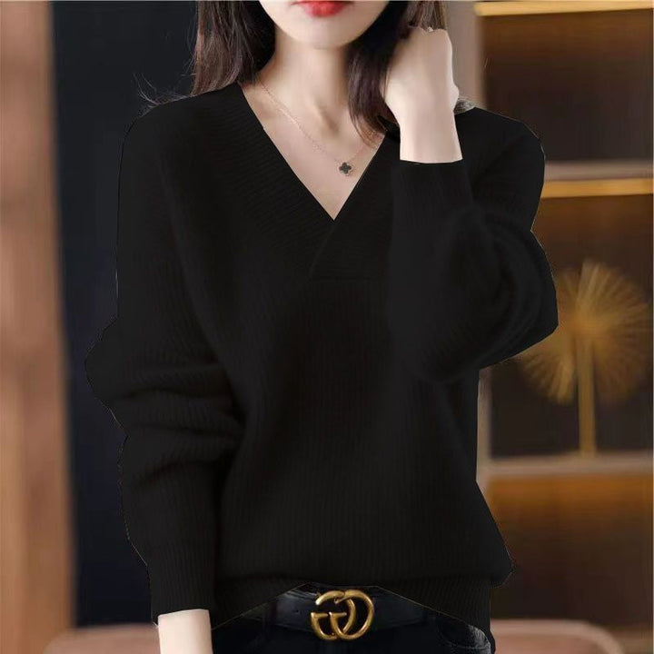 Women's Relaxed Fit V-Neck Knit Sweater - Svala