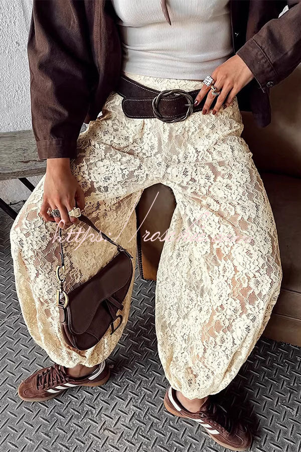 Ibiza Breeze Floral Lace Lantern Pants, view 7 - Elena Harper