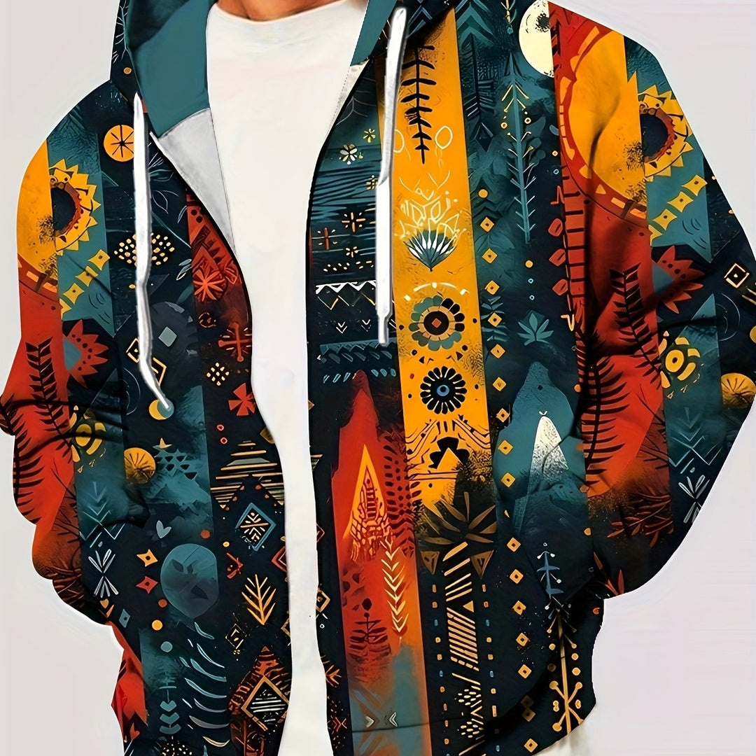 Barrett Women's Artful Print Hooded Jacket in Teal and Orange - Elena Harper